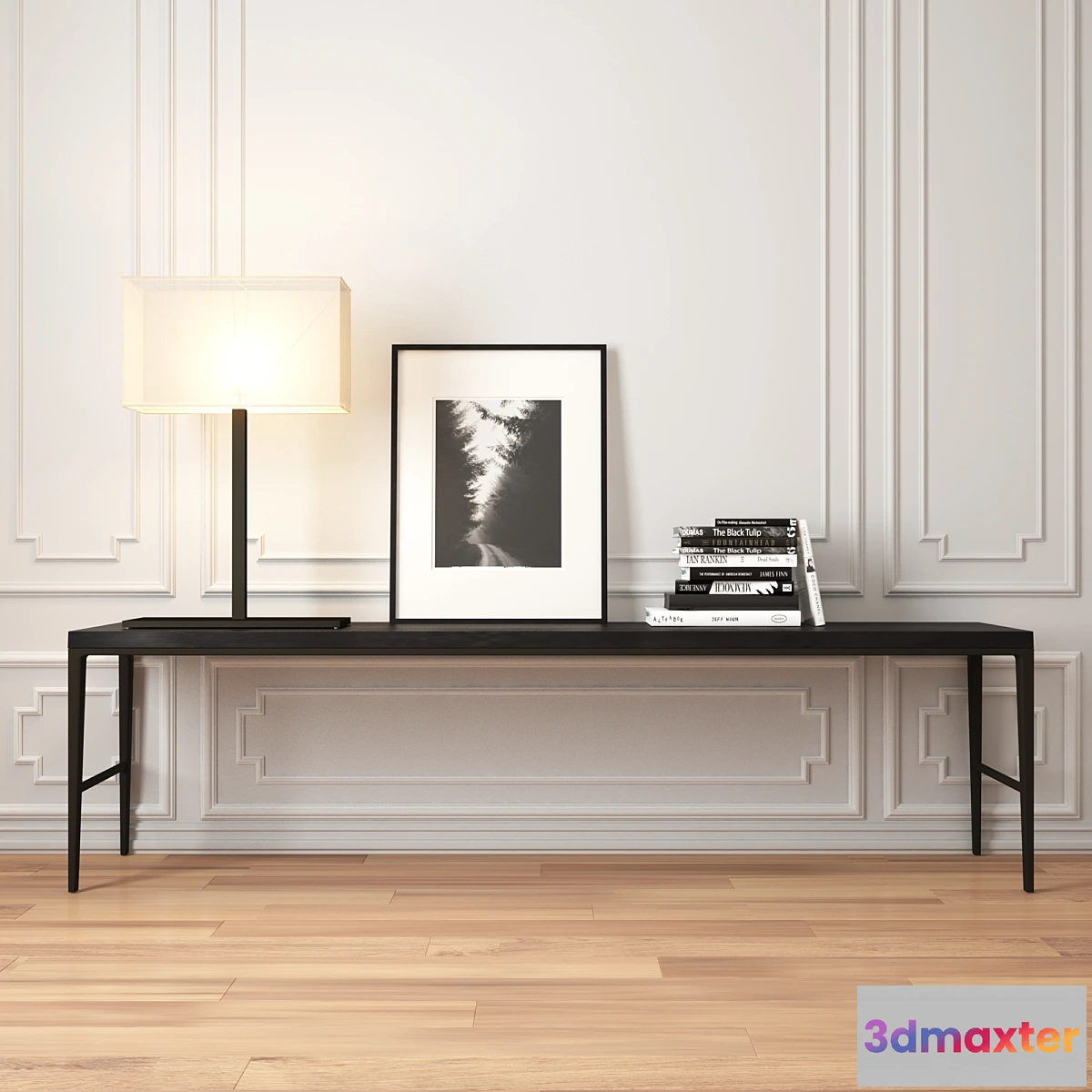 1287954 - Decorative set with console and lamp b & b italia 3D Max