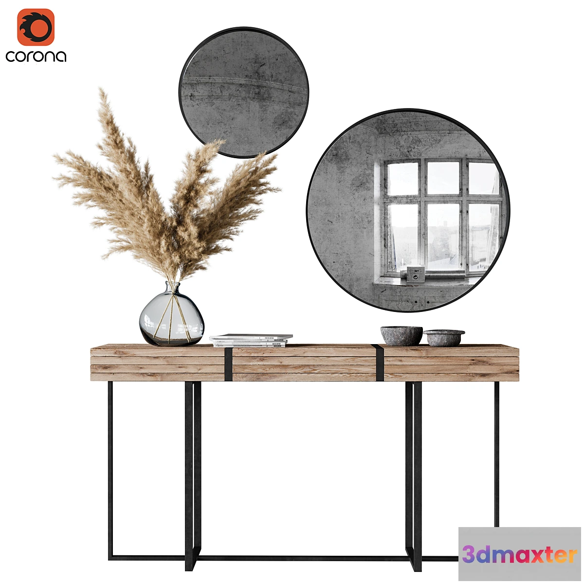 1317603 - Decoration Set 03 pampas & Console - No.2 3D Max