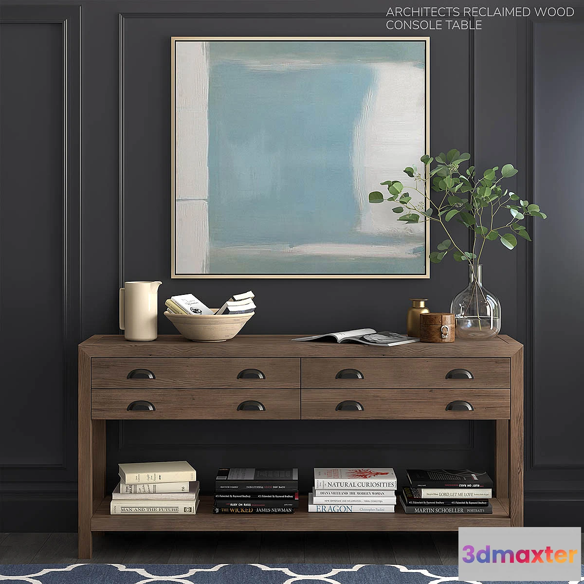 1323856 - Pottery Barn set ARCHITECTS RECLAIMED WOOD CONSOLE TABLE 3D Max