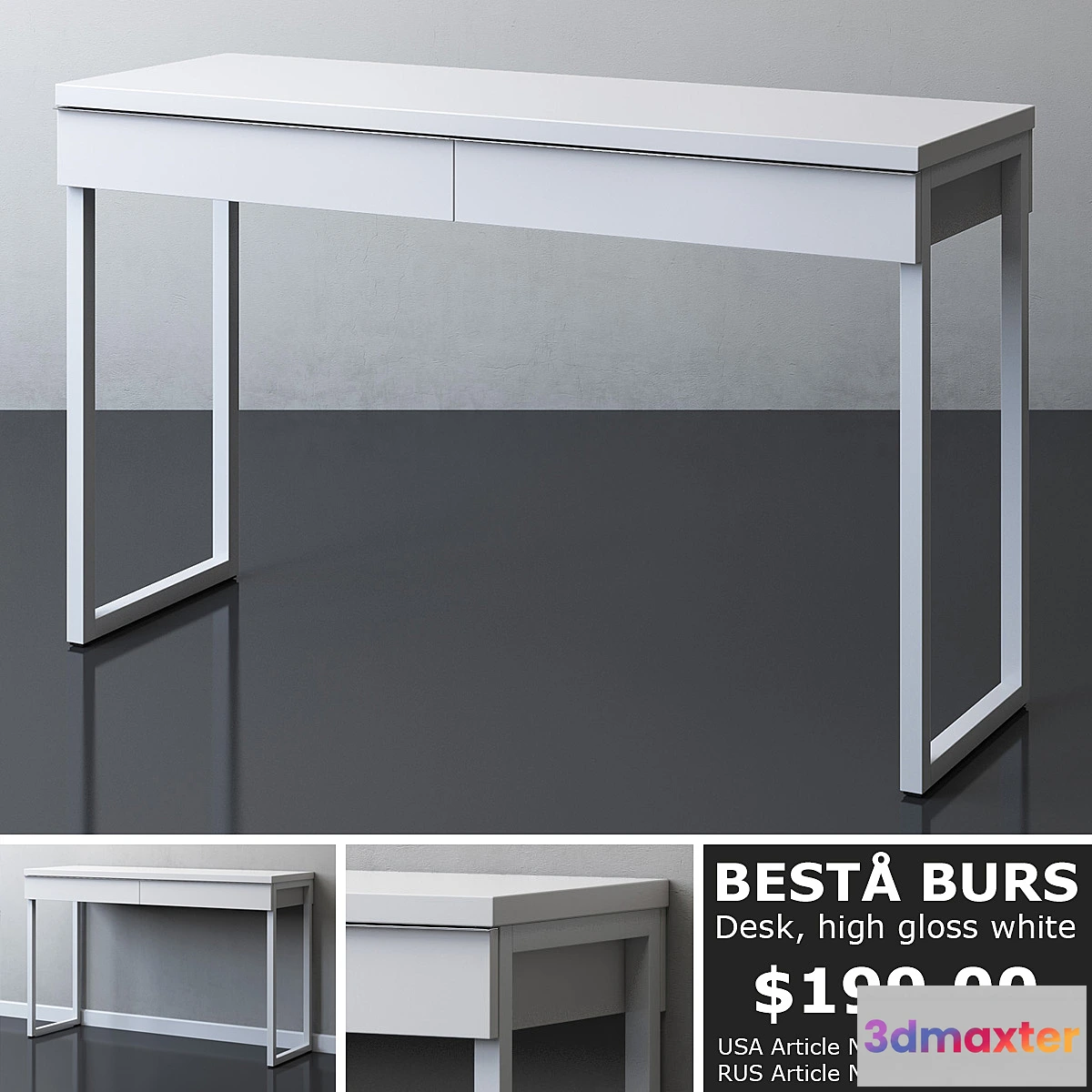 1330089 - IKEA BESTA BURS Desk 3D Max