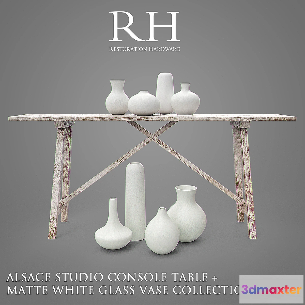 1352585 - RH ALSACE Studio Console Table + Vase Collection 3D Max