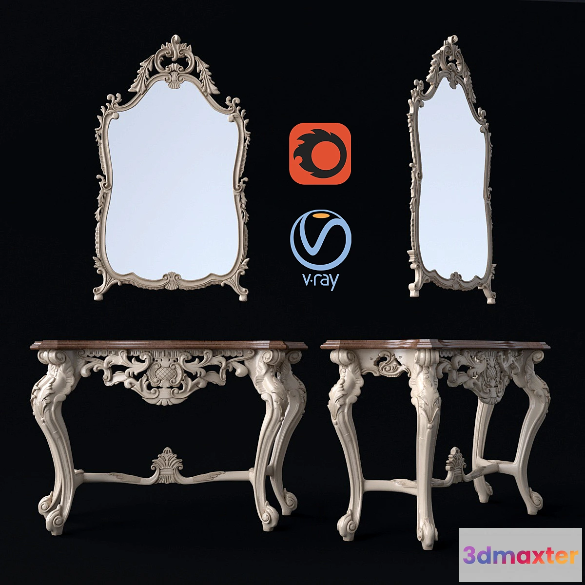 1395460 - Classic console with mirror 3D Max