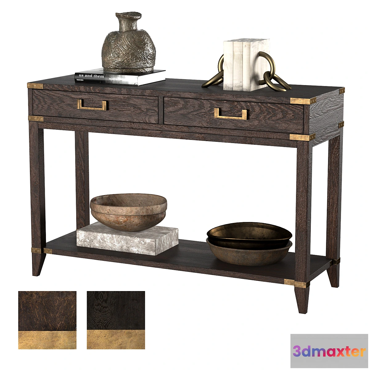 1464648 - CAYDEN CAMPAIGN 2-DRAWER CONSOLE TABLE dark 3D Max