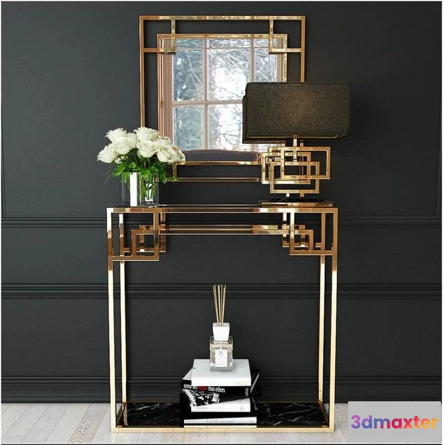 1568612 - Decorative set 15 with Console Table Morris Gold by Eichholtz 3D Max