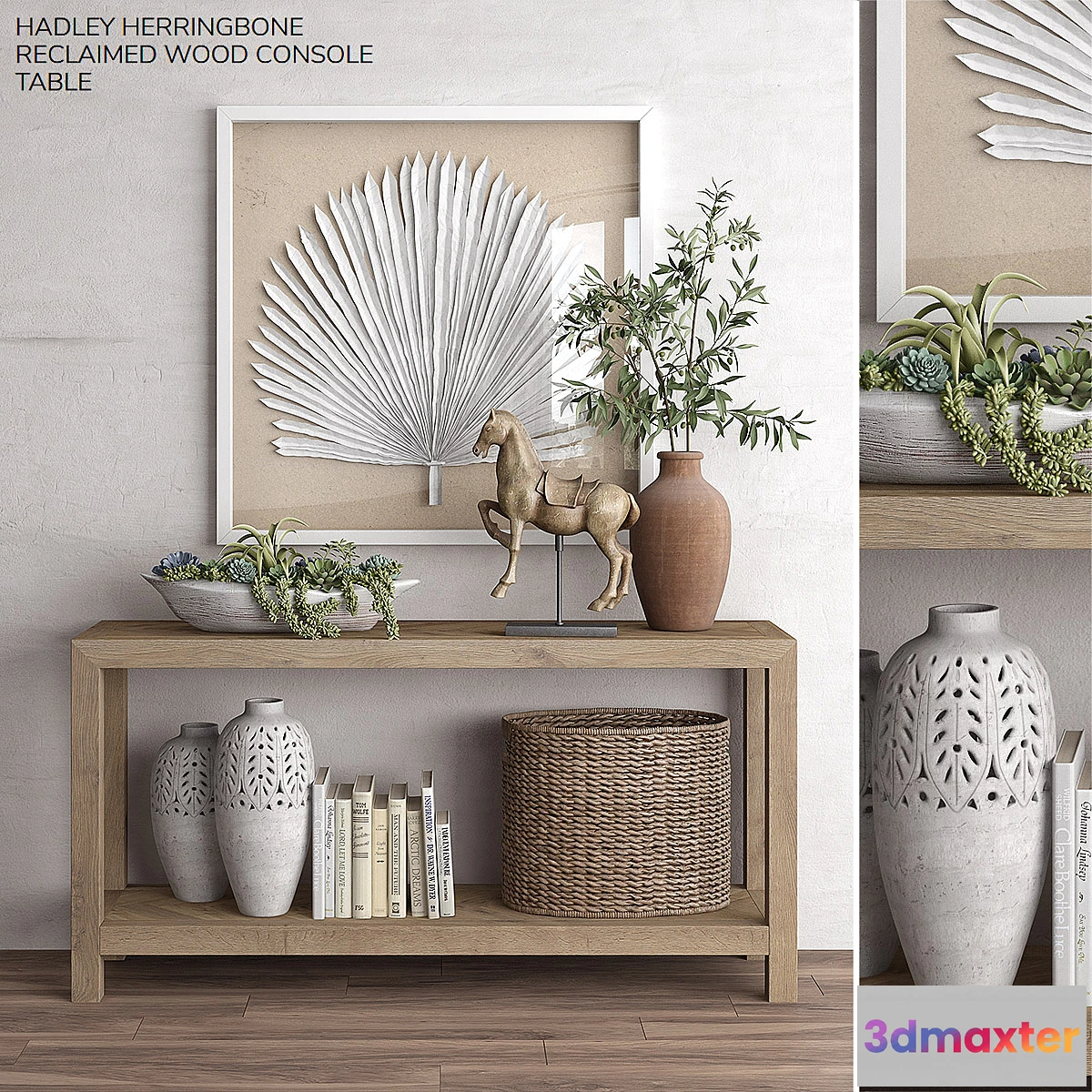 548009 - Pottery barn HADLEY HERRINGBONE RECLAIMED WOOD CONSOLE TABLE