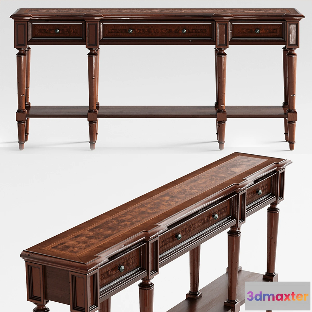 555727 - Hooker Furniture Living Room Grandover Three Drawer Console Table