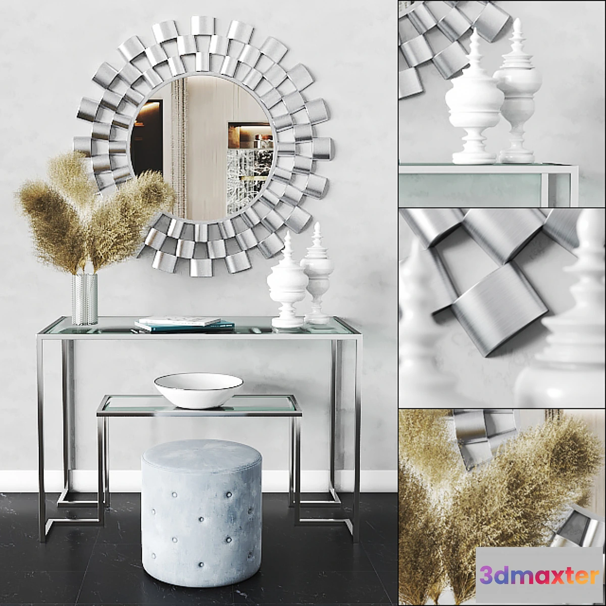 610595 - Arielle Tiered Wall Mirror & Anta Gold Console Table