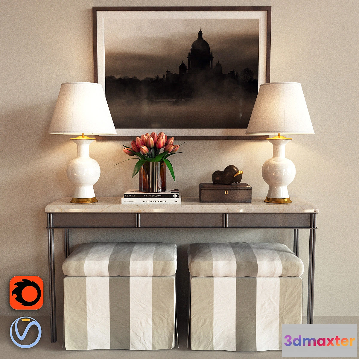 651167 - Iron bracket with a pair of puffs