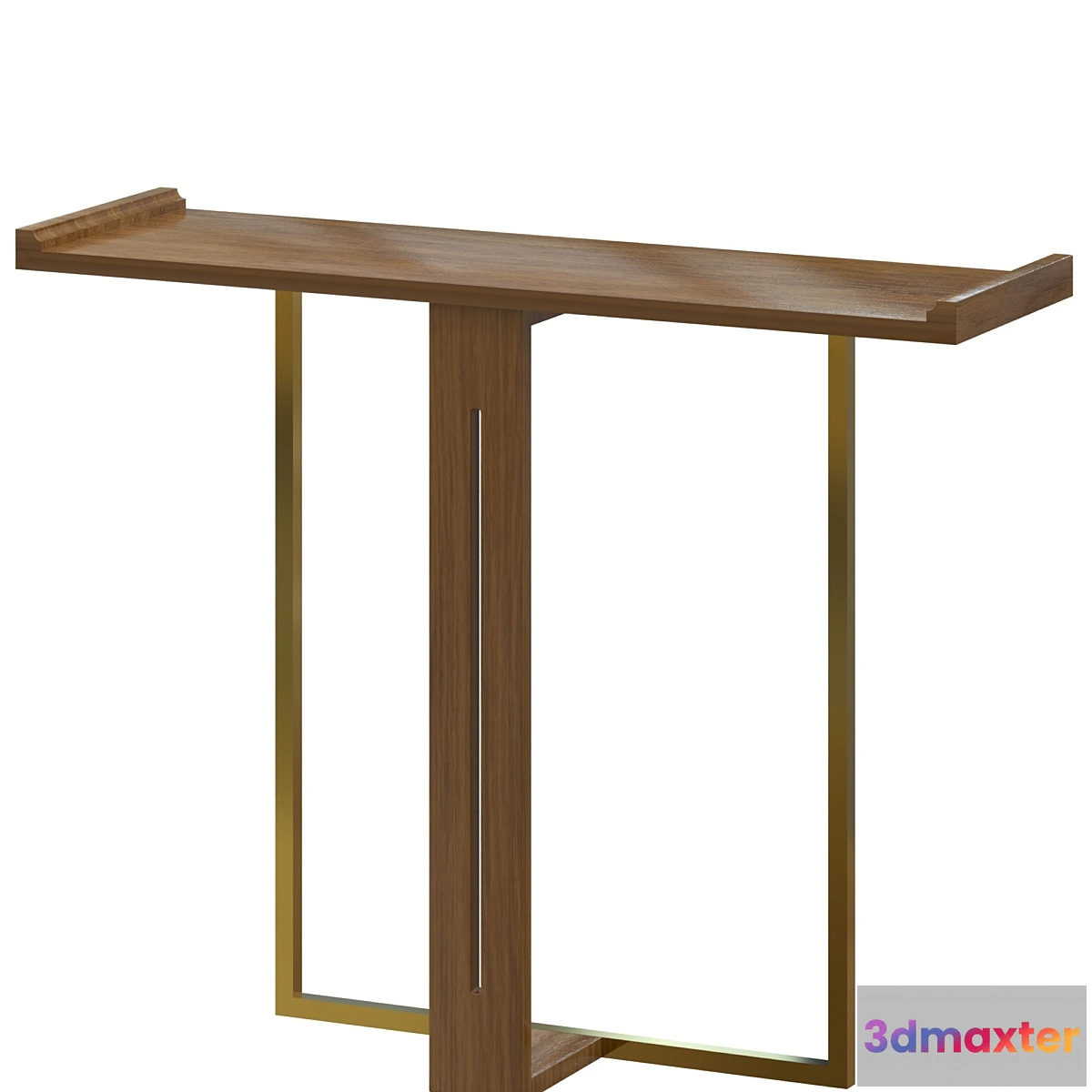 755589 - Narrow Console Table for Entryway Foyer Black Solid Wood & Gold Metal in Small
