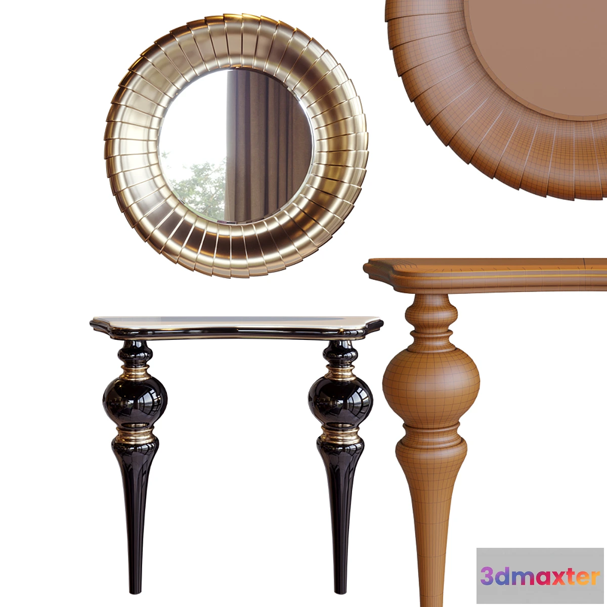 755813 - Console and round mirror