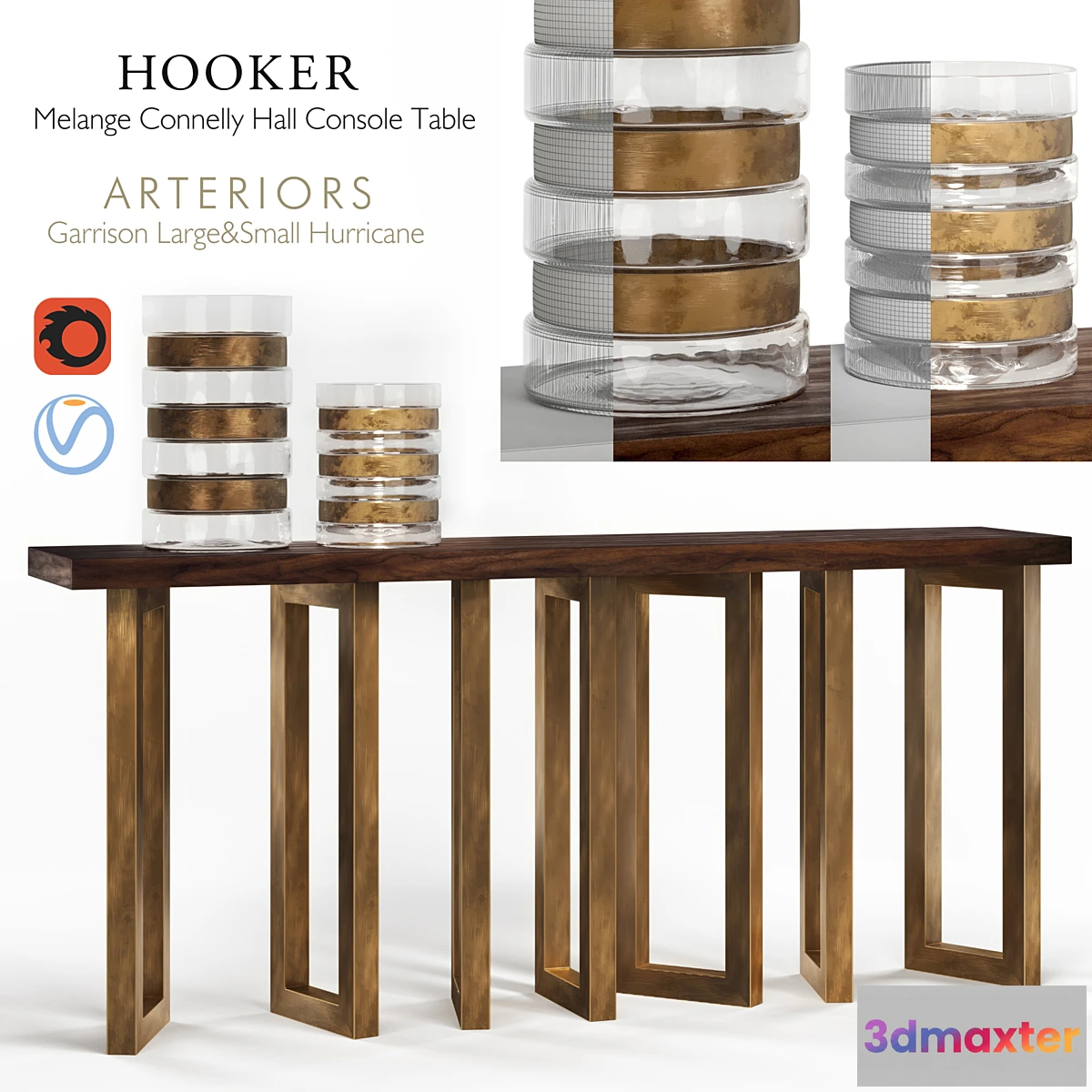 794998 - Hooker Melange Connelly Hall Console & Arteriors Garrison Hurricane - No.2