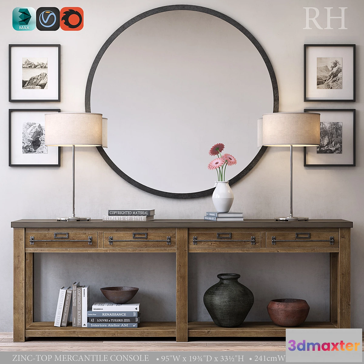 817382 - ZINC-TOP MERCANTILE CONSOLE