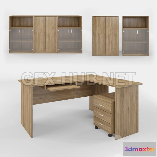 1077648 - Computer Desk and Storage Set 3D Models Vray - 211205