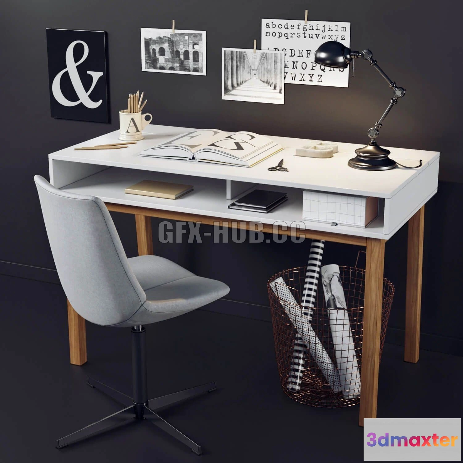 1078896 - Desk and chair with La Redoute decor - 212453