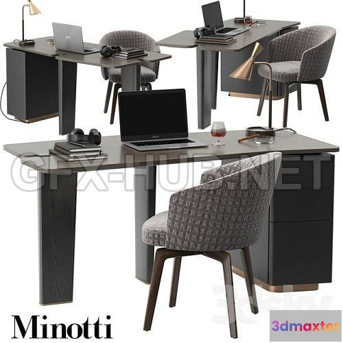 1086706 - Minotti Jacob desk set 3D Model - 220263