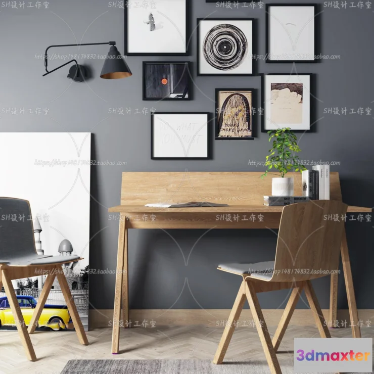 1130158 - Study Desk - 3D Models - 2214