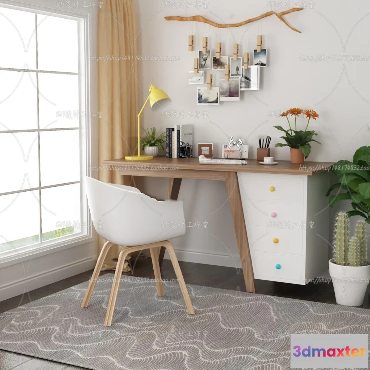 1130164 - Study Desk - 3D Models - 2217