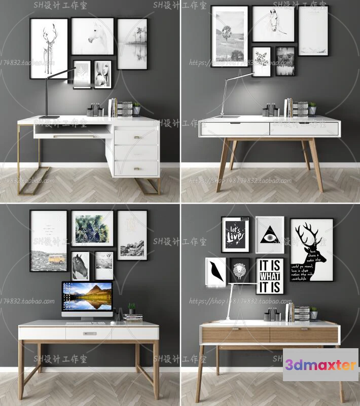 1130182 - Study Desk - 3D Models - 2226