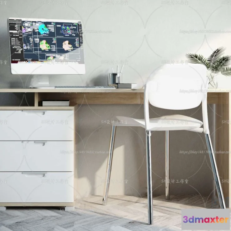 1130184 - Study Desk - 3D Models - 2227