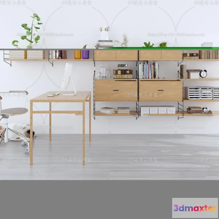 1130202 - Study Desk - 3D Models - 2236