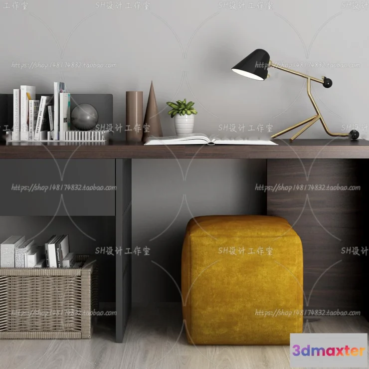 1130214 - Study Desk - 3D Models - 2242