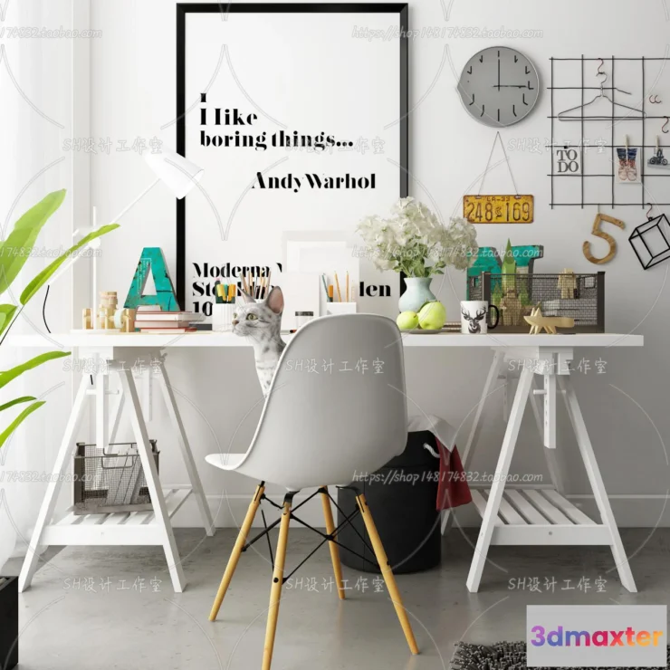 1130230 - Study Desk - 3D Models - 2250