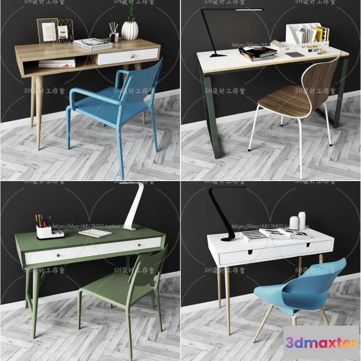 1130234 - Study Desk - 3D Models - 2252