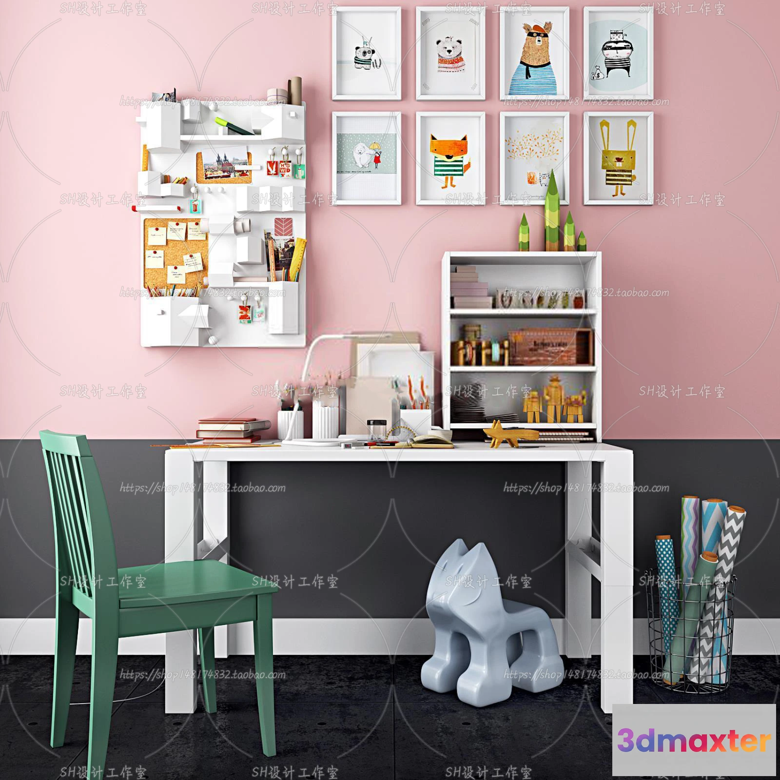 1130240 - Study Desk - 3D Models - 2255