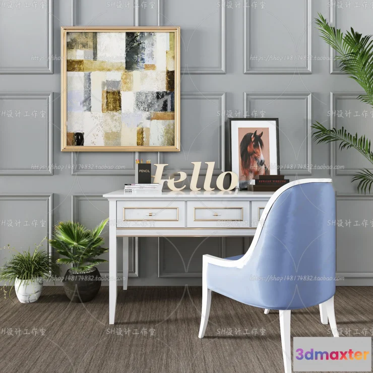 1130258 - Study Desk - 3D Models - 2264