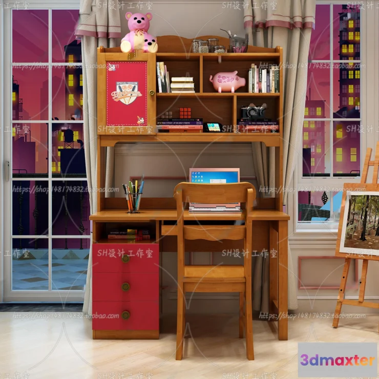 1130270 - Study Desk - 3D Models - 2270