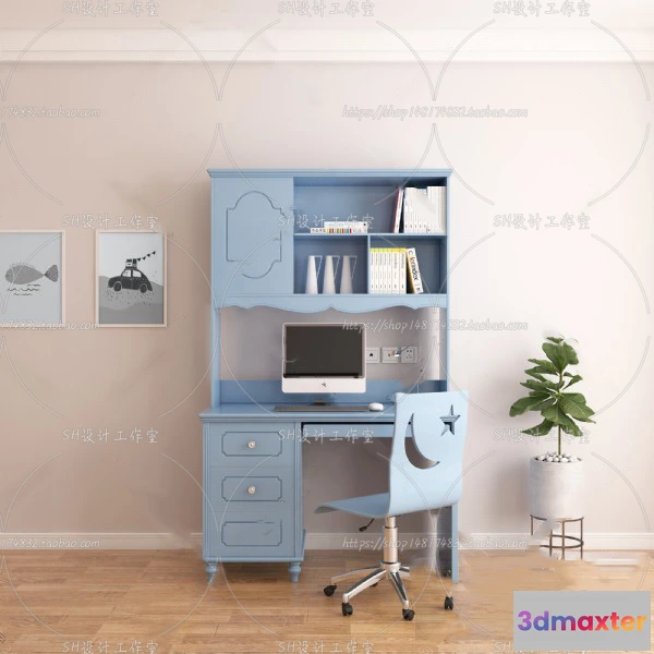 1130288 - Study Desk - 3D Models - 2279