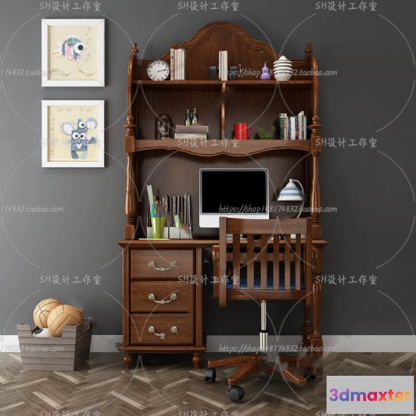 1130294 - Study Desk - 3D Models - 2282