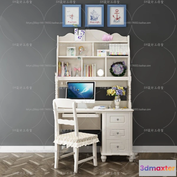 1130312 - Study Desk - 3D Models - 2291