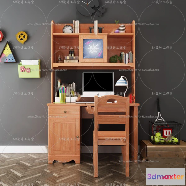 1130318 - Study Desk - 3D Models - 2294