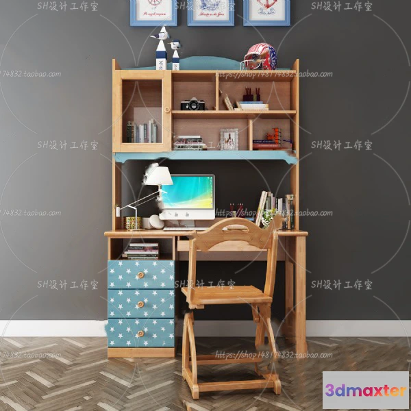 1130324 - Study Desk - 3D Models - 2297