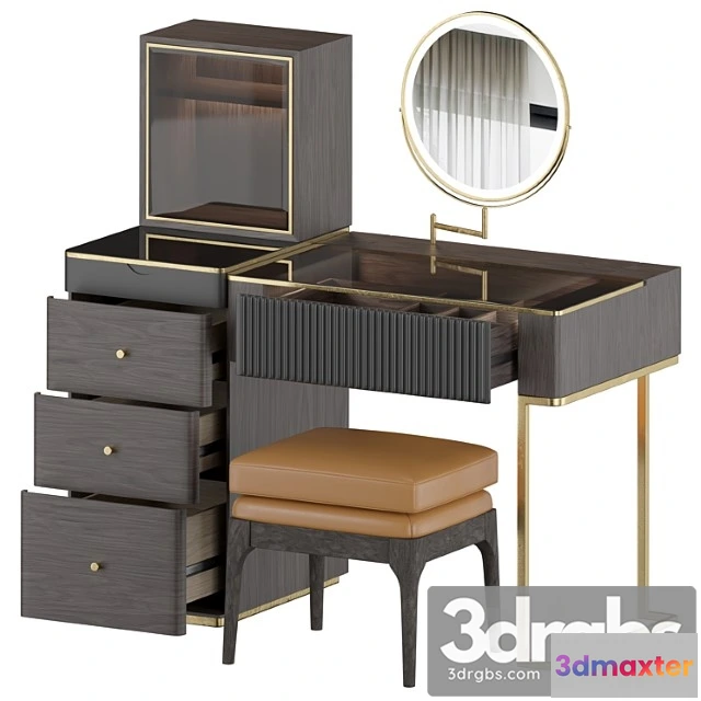 1030738 - Wood makeup vanity table set with led