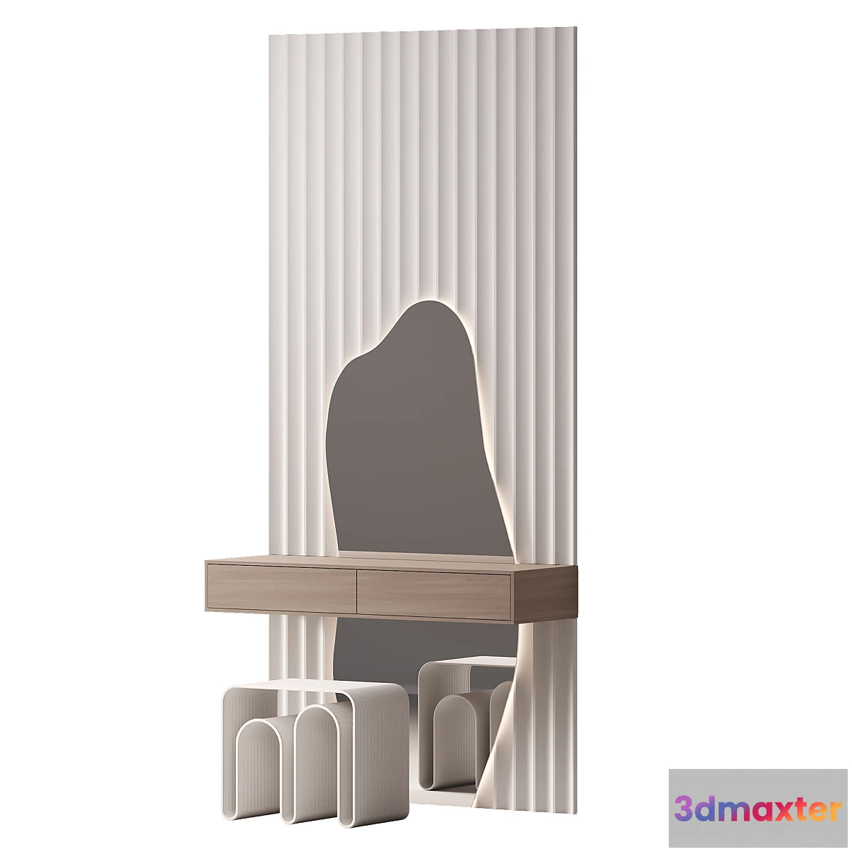 1400478 - Dressing table with curved mirror 3D Max