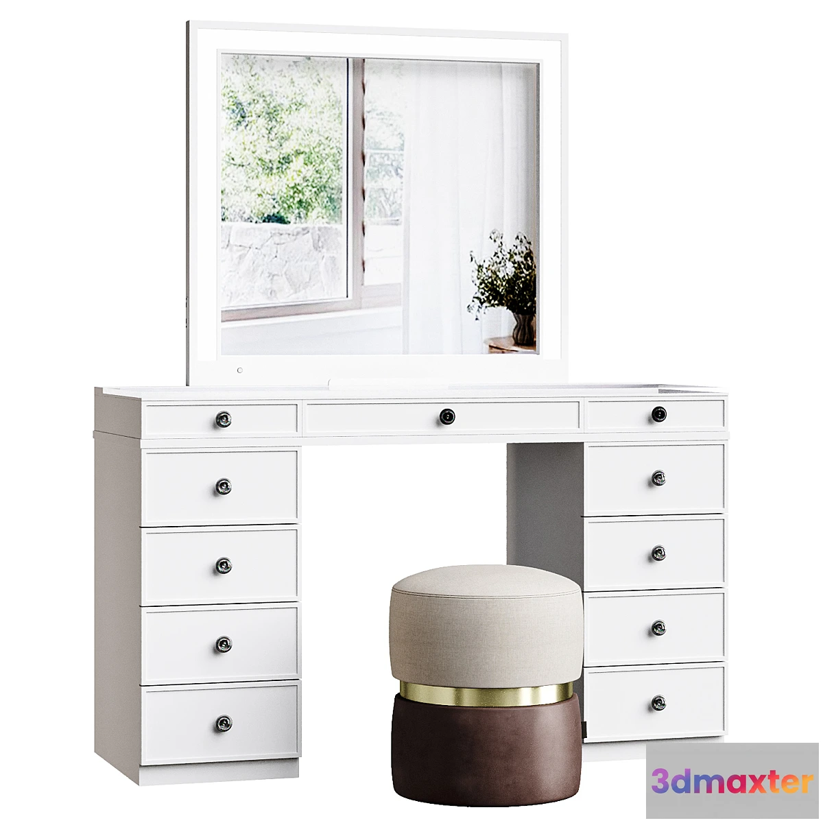 1440310 - Tresanti Alexandra Vanity Table with LED Lighted Mirror 3D Max