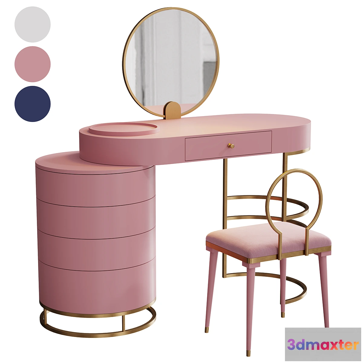 1453066 - Homary Makeup Vanity Dressing Table 3 Colors 3D Max