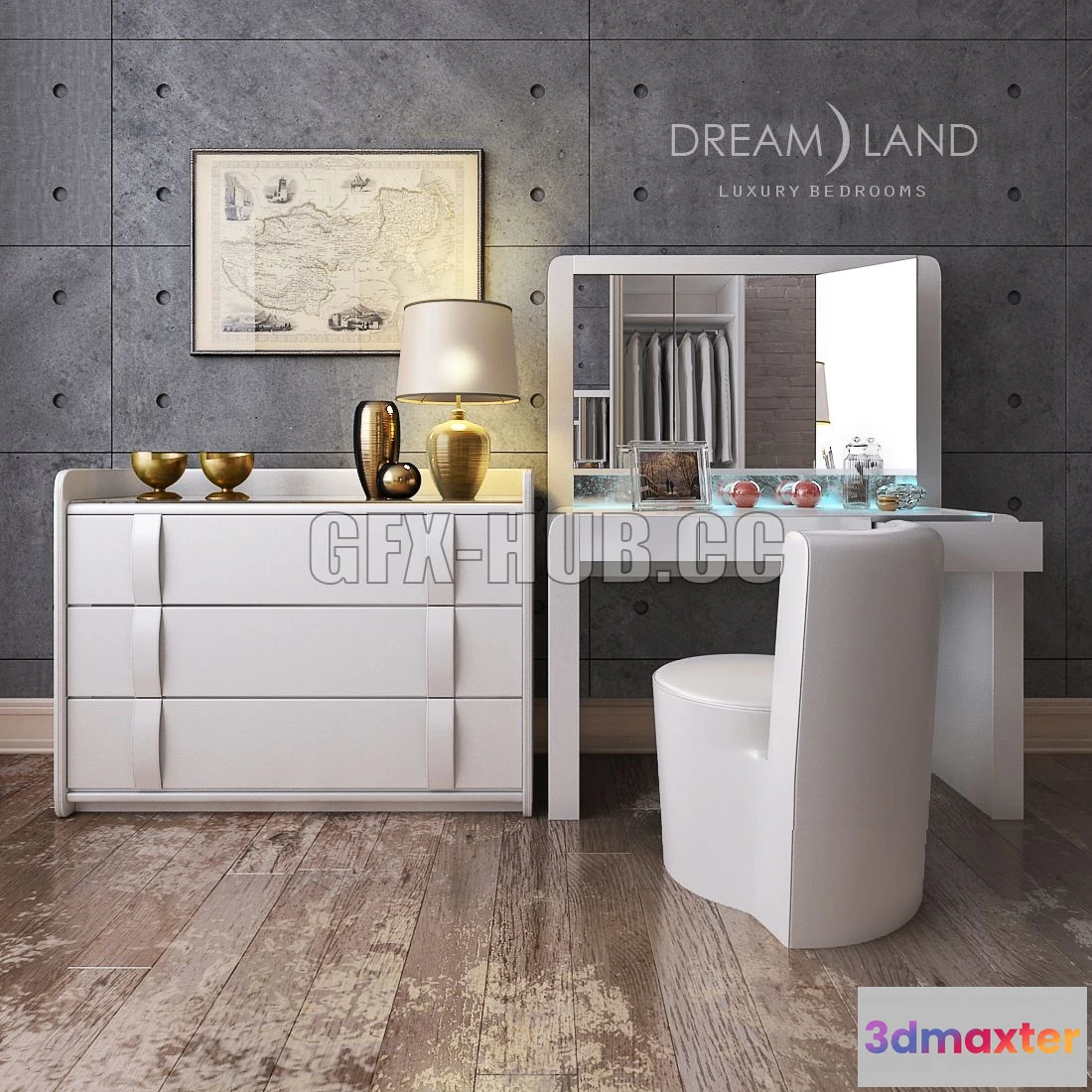 1547859 - The Lattice Toledo + Chair + Chest Tonga Gras 3D Max