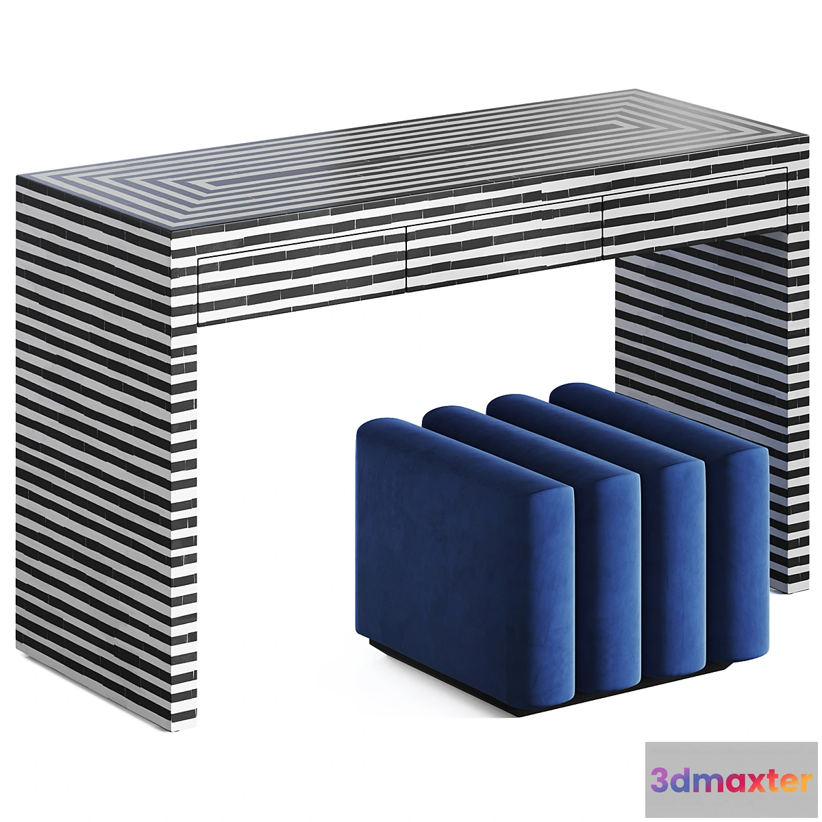 680440 - Black&white Indian Bone Inlay table by Loft concept - No.2