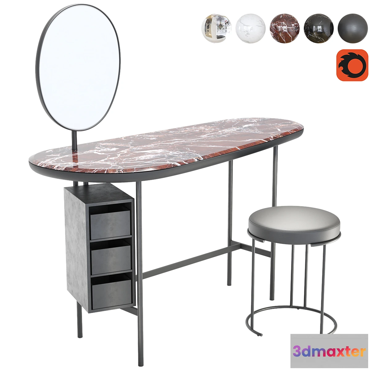 782610 - Living Divani Pebble + Nina dressing table and stool