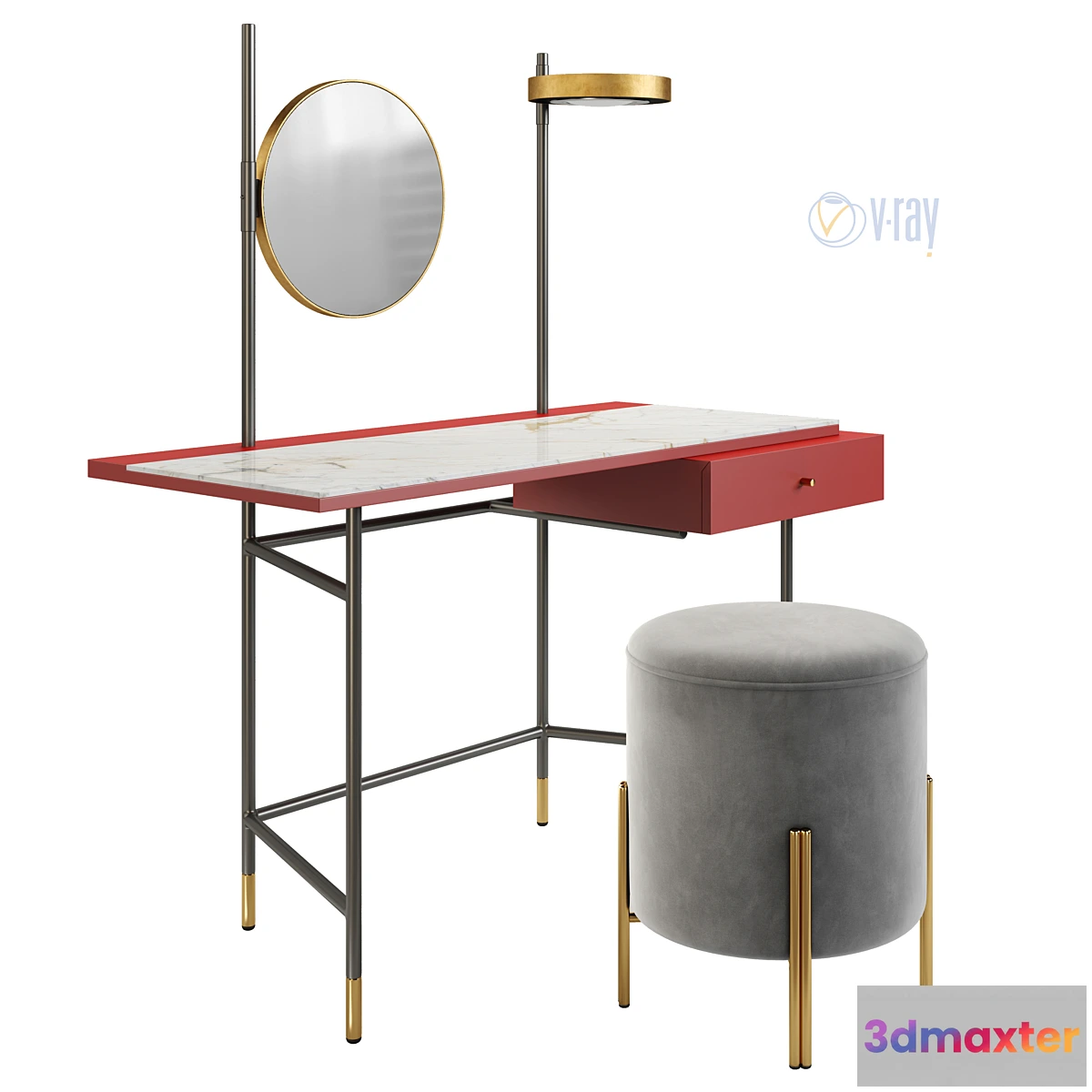 832918 - Dressing Table Bontempi Vanity. Puffoso Pouf. Verpan Stool Series 430 - No.3