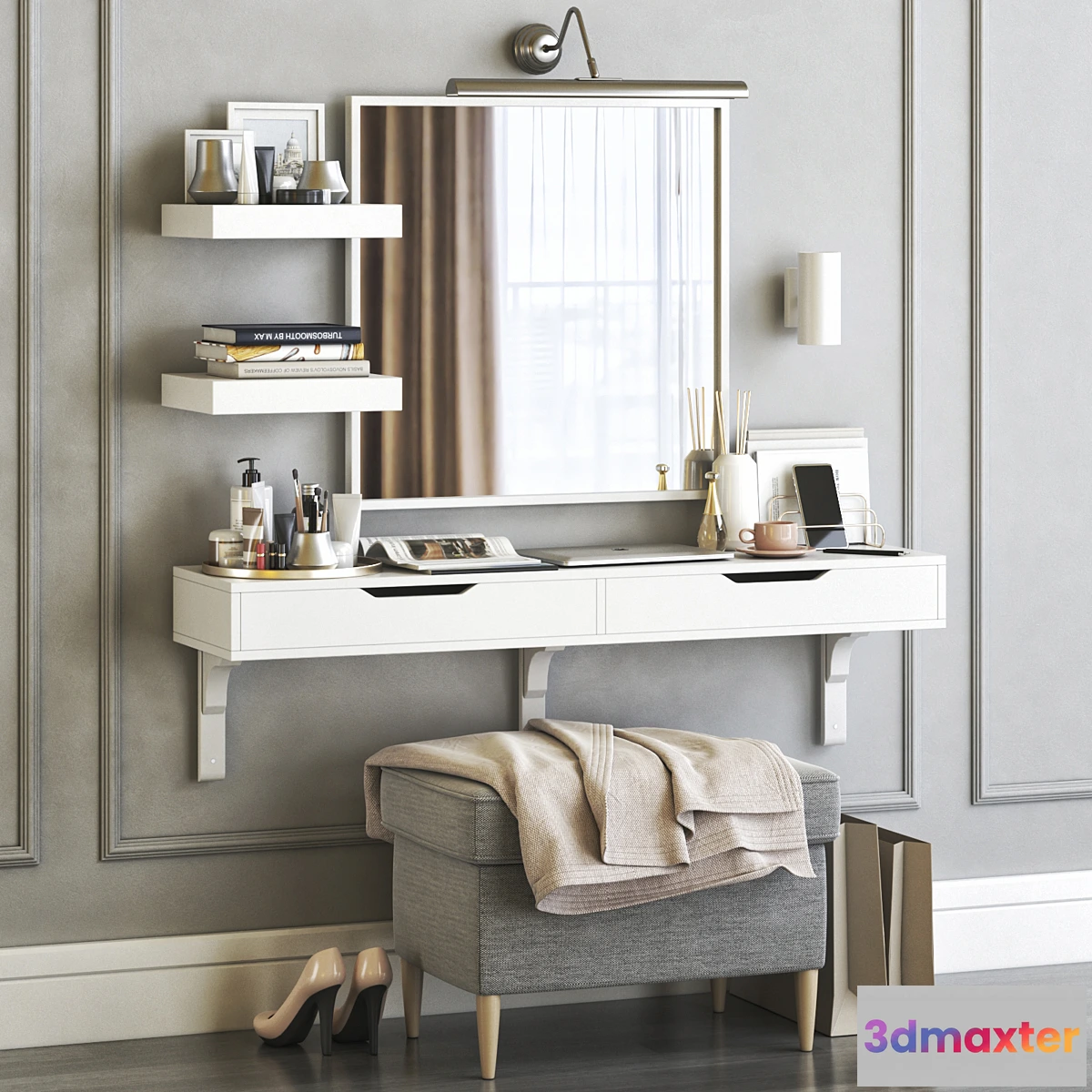 832946 - IKEA ALEX dressing table with STRANDMON ottoman and NISSEDAL mirror - No.3