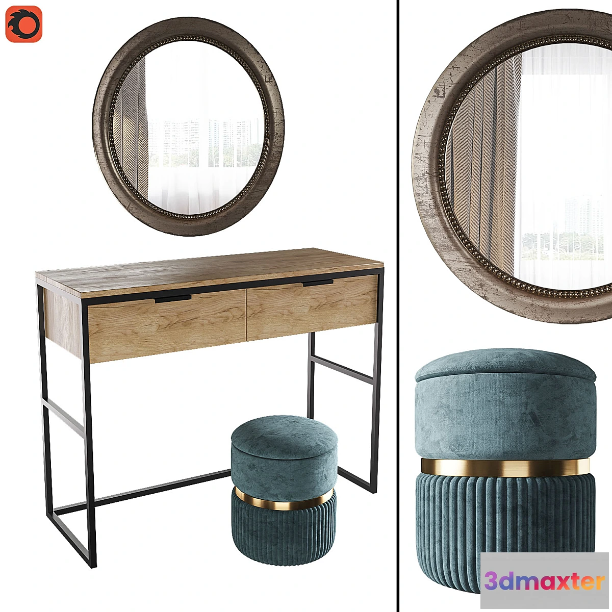 852331 - Dressing table Nord pouf Roma big mirror Afsan la redoute - No.3