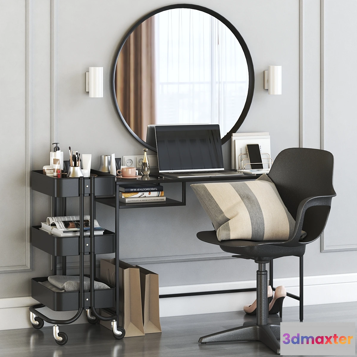 863901 - IKEA VITTSJO dressing table with ODGER chair and RASKOG cart - No.4