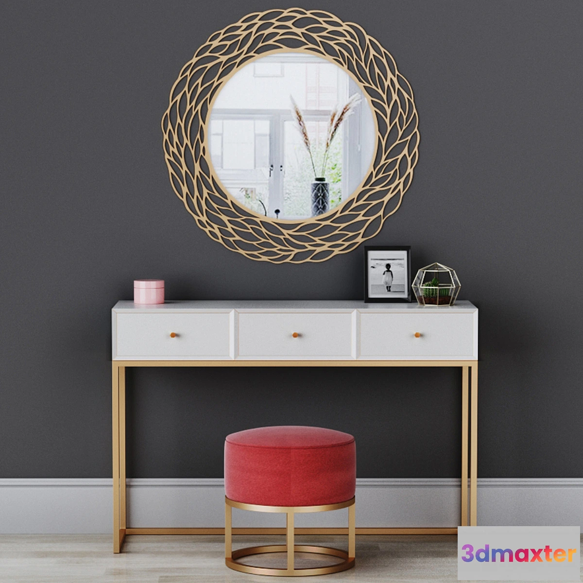 863959 - CAZARINA interiors  Dressing table with mirror and ottoman - No.4