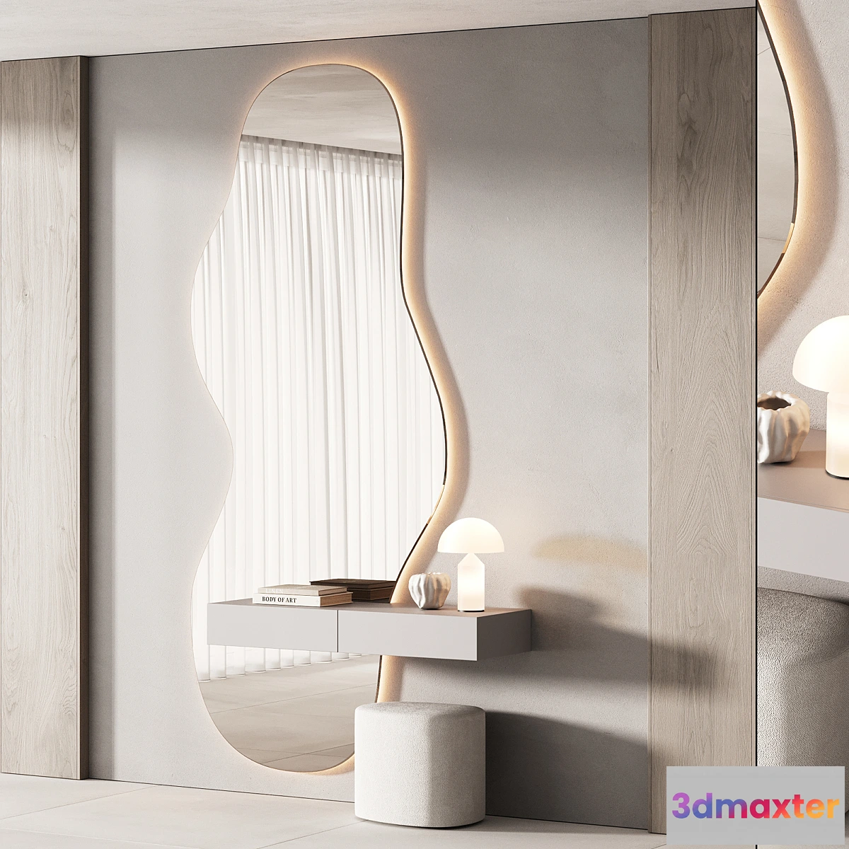 1425548 - 489 hallway zone 10 minimal curved shape mirror 01 3D Max