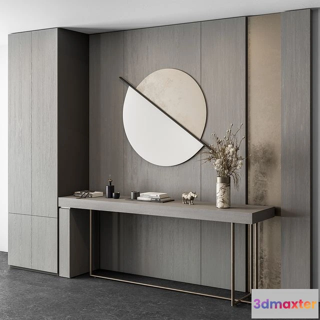 1563243 - Hallway 41 Gray Wood and Gold Entrance 3D Max