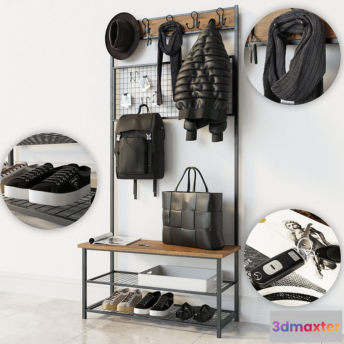 833074 - Hallway Industrial Shoe Rack Bench wardrobe - No.3